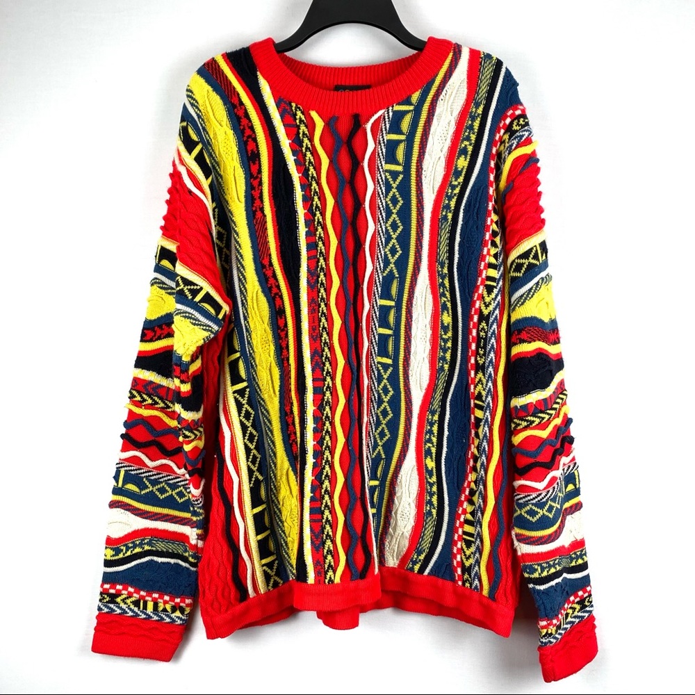 Vintage Rare COOGI Primary Chunky Cableknit Sweater EUC